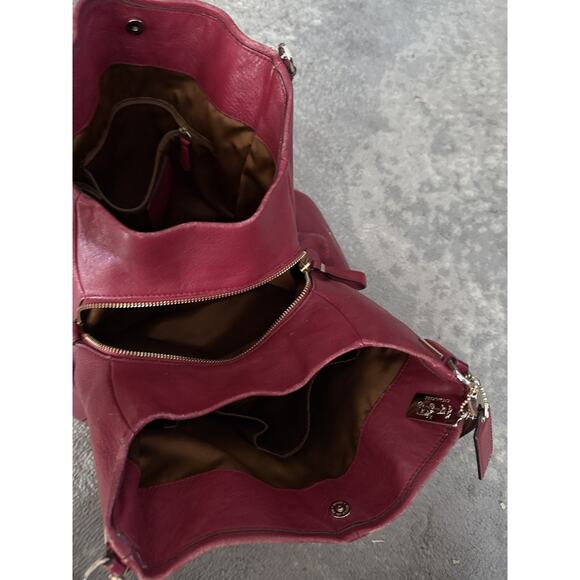 Coach Madison Scarlet Leather Phoebe Shoulder Bag Purse Scarlet Hobo w/ Dustbag - Picture 8 of 16